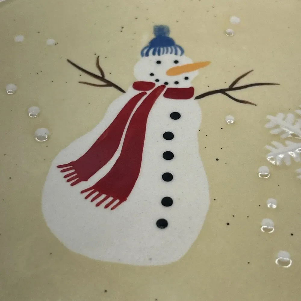 7” Diameter Snowman - Snowflake Plate -‎ VGC - Christmas